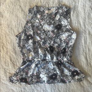 LOFT Floral Sleeveless Blouse - Black and White